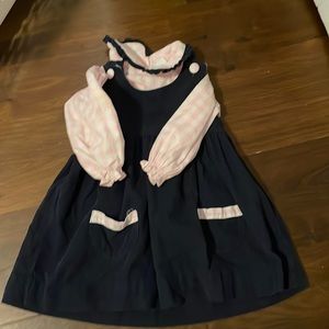 Blue jumper with pink gingham shirt